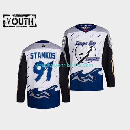 Tampa Bay Lightning Steven Stamkos 91 Adidas 2022 Reverse Retro Wit Authentic Shirt - Kinderen